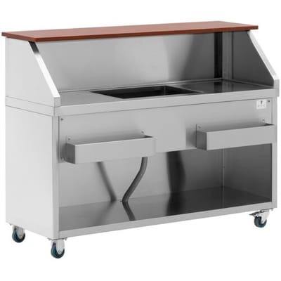 Cocktailbar - mobiele cocktailstation - 150 cm - in houtlook - Royal Catering RCMBS-150