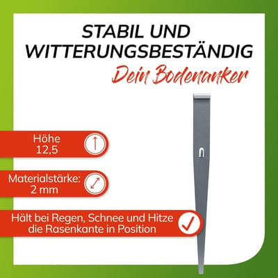 Grondanker Gazonrand - Stabilisatie Randen - Bloemperk Versterken - Verzinkt Plaatstaal - 125 cm Hoog - Zilver