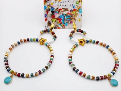 Jeannette-Creatief® - Beach - Ibiza Sieraden 1 - Oorringen - Leopard - Hoops - Oorbellen - Luipaard - Oorbellen dames - Panter - Schelp - Oorhangers - Miyuki Picasso Rocailles - Handgemaakte Sieraden - Boho - Cheetah - Ibiza - Miyuki Oorbellen