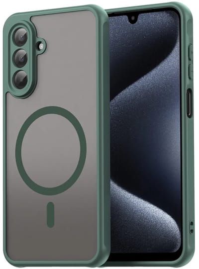 MobyDefend Hoesje - Geschikt voor Samsung Galaxy A17 - Case Geschikt voor MagSafe - Mat Transparant Met Gekleurde Rand - Groen