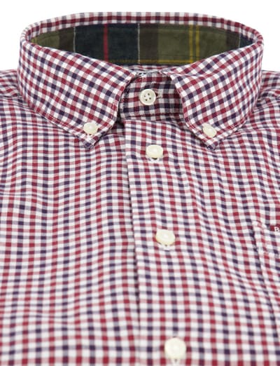 Barbour overhemd rood geruit katoen slim fit