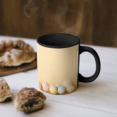 Magische Mok - Foto op Warmte Mokken - Koffiemok - Eieren - Konijn - Pasteltinten - Magic Mok - Beker - 350 ML - Theemok