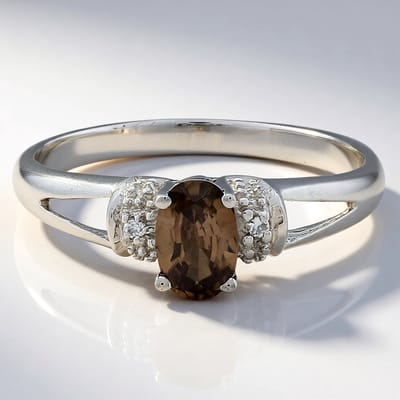 Cavill - Zilveren ring 925 Sterling met Kaneel Zirkoon 0,72 ct en Zirkonia - Elegante, Tijdloze Ovale Zilveren Sieraad voor Dames