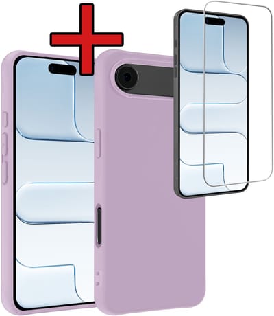 Hoesje - Met Screenprotector - Geschikt voor Apple iPhone Air - Sterk & Shockproof - Telefoon Hoes - Back Cover - Siliconen Case - Telefoonhoes - Lila