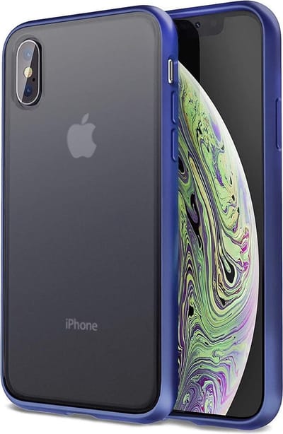 Transparant Hybride Back Cover Hoesje geschikt voor Apple iPhone XS / X Zwart/Blauw