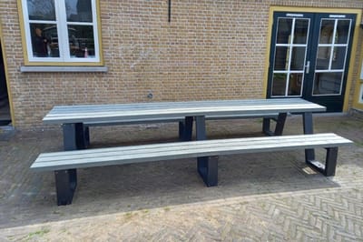 Rockwood® Picknicktafel Larix - Zwaar Kunststof - Mineral Grey 3.60m