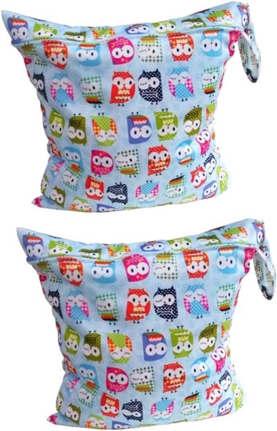 Luiertas Uilpatroon - Natte Droge Tas - Baby Benodigdheden - Waterdicht Herbruikbaar - 31 x 28 cm - Zoals Afgebeeld