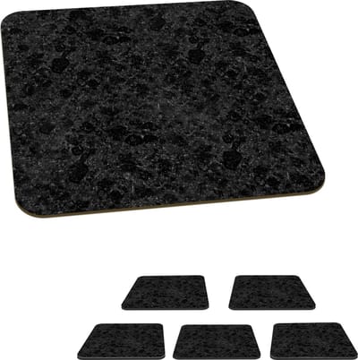 Onderzetters voor glazen - Zwart - Patronen - Graniet - 10x10 cm - Glasonderzetters - 6 stuks