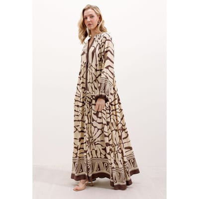 Geprinte V-hals Maxi-jurk