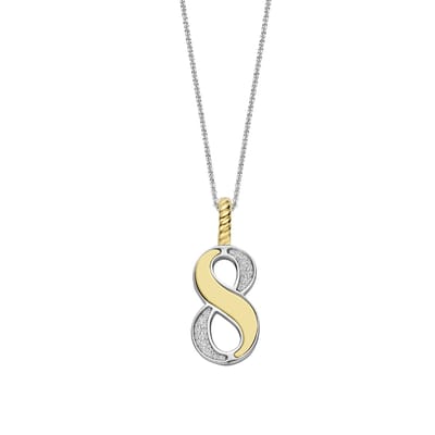 TI SENTO Dames Hanger - 925 zilver - Cijfer 8 - Zirkonia met geel verguld - 6841ZY_8
