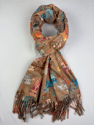 Leuke katten sjaal met schattige hartjes in 7 kleuren / 30% katoen met 70% viscose