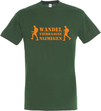 T-shirt Wandel vierdaagse NIjmegen met wandelaars |Wandelvierdaagse | vierdaagse Nijmegen | Roze woensdag | Groen | maat XS