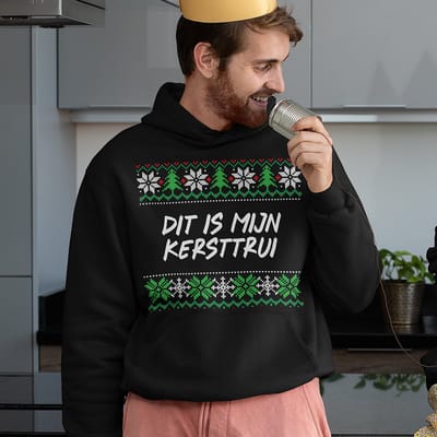 Foute Kerst Hoodie - Kleur Zwart - Dit Is Mijn Kersttrui - Maat XS - Uniseks Pasvorm - Kerstkleding voor Dames & Heren