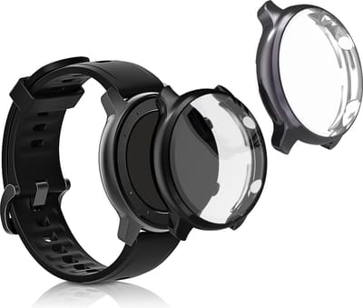 kwmobile 2x smartwatch hoes geschikt voor Huami Amazfit GTR 2 / 2e hoesje - Siliconen sporthorloge cover - Activity tracker case in zwart / grijs