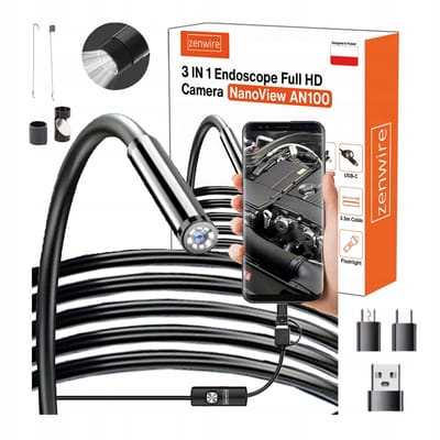 Zenwire AN100 - Endoscoop - Kabel met een lengte van 3,5 m - 3 praktische tips - Inspectiecamera HD - Waterproof - Inspectiecamera 3 in 1 - USB C - Compatibel met Windows, Android, Linux