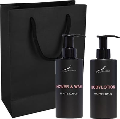 Douchepakket White Lotus - Shower & wash + Bodylotion - 300 ml per fles - set van 2 stuks - met luxe gift tas - cadeau - giftset voor hem en haar