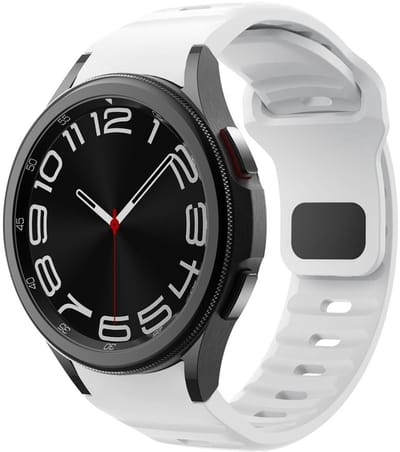Siliconen wave bandje - geschikt voor Samsung Galaxy Watch 7 (40 & 44mm) / Watch 6 (Classic) / Watch 5 (Pro) / Watch 4 (Classic) / Watch FE - druksluiting - wit