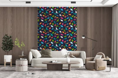 Behang - Fotobehang Patronen - Dino - Kleuren - Jongens - Kinderen - Kids - Kind - Breedte 200 cm x hoogte 300 cm