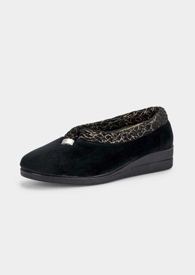 Pantoffels in ballerinamodel - zwart - Gr. 36 van Goldner Fashion