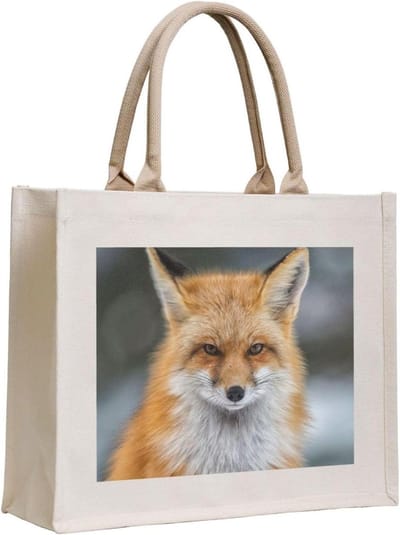 Canvas Draagtas - Tote tas Schoudertas - Boodschappen Doen - Vos Gedrukt Ontwerp - 13 x 40 x 33 cm