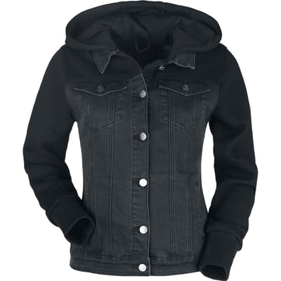 R.E.D. by EMP Spijkerjas - Jeansjacke mit Sweatärmeln und Kapuze - S tot 3XL - voor Vrouwen - zwart