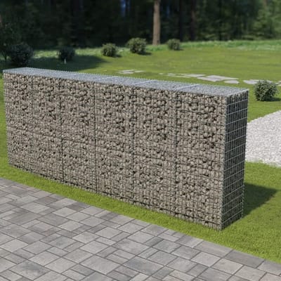 Schanskorf met deksel - Stenen mand omheining - Tuin afscheiding - Verzinkt staal - 300x50x150 cm