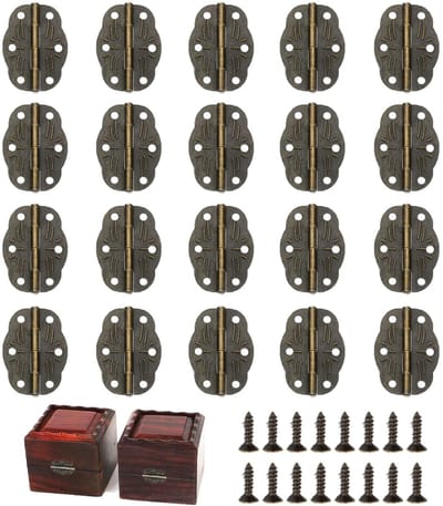Dailygoods- Mini-Scharnieren 20 Stuks - Inklapbaar - Antiek Brons - Corrosiebestendig - Decoratieve Scharnieren - Voor Dozen en Kasten - Scharnier