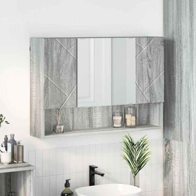 vidaXL - Spiegelkast - Grijs - Sonoma - 80 - x - 17 - x - 55 - cm - Bewerkt - hout