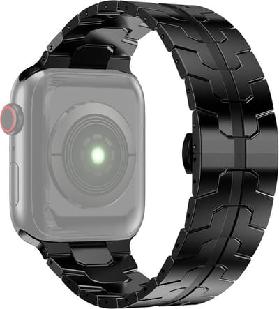 Stalen bandje - RVS - geschikt voor Apple Watch 1/2/3/4/5/6/7/8/9/10/11/ SE (1,2,3) met maat 38 mm / 40 mm / 41 mm en 42 mm (Watch 10/11) - zwart
