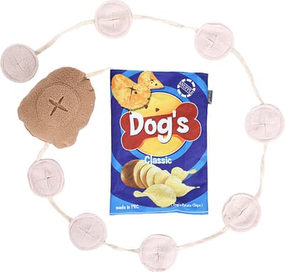 Honden speelgoed Snuffelspeelgoed Aardappelchips Pluche Molaren Voedsel verbergen Ontbrekende hondenspeelgoed Dierbenodigdheden (blauw)