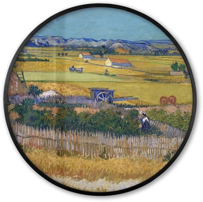 Poster in lijst Rond - Fotolijst 60x60 cm - Posters - De oogst - Vincent van Gogh - Ronde posterlijst zwart - Decoratie - Wanddecoratie woonkamer - Muurdecoratie slaapkamer