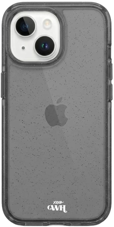 xoxo Wildhearts siliconen glitter hoesje - Sparkle Away Black - Siliconen hoesje geschikt voor iPhone 13 - Shockproof case met glitters - Glitter hoesje zwart