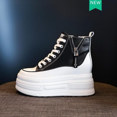 8CM Nieuwe Mode Dames Gevechtslaarzen Platform Sneakers Lente Herfst Warme Bont Winter Enkellaarsjes Echt Leer Dames Schoen 39