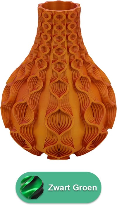 Coral organische vaas – Decoratieve vaas - Zwart / Groen - 3d geprinte vaas – geschikt voor droogbloemen - 20CM