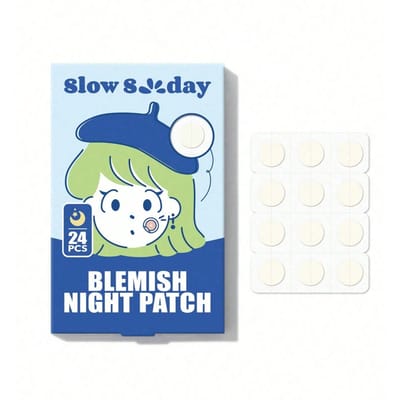 Slow Sunday Blemish Night Patch 24 stuks, hydrocolloïde materialen, ultradun ontwerp, waterdicht en ademend, voor pre-make-up en dagelijkse verzorging, voor gezicht en lichaam, Y2K, geschikt voor zomer en herfst, terug naar school