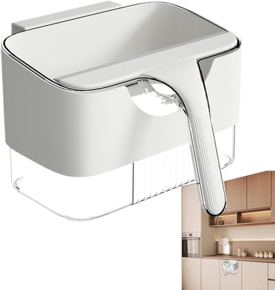 Keuken Afvalemmer - Compostbak Wandemmer - Voedselafval Bewaren - Met Schraper Reiniger - 25 x 14 x 14.5 cm - Wit