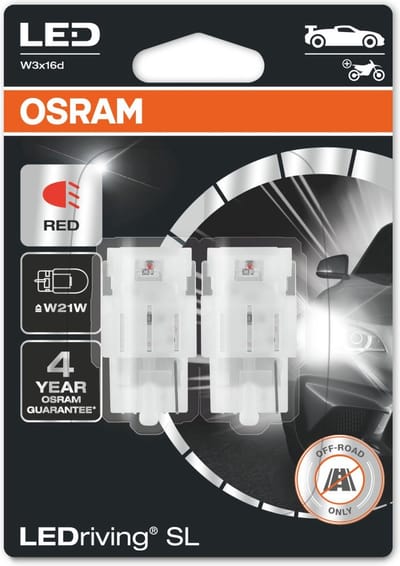 Osram LED W21W 12V - Rood - Set