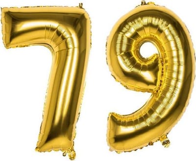 79 Jaar Folie Ballonnen Goud - Happy Birthday - Foil Balloon - Versiering - Verjaardag - Man / Vrouw - Feest - Inclusief Opblaas Stokje & Clip - XXL - 115 cm
