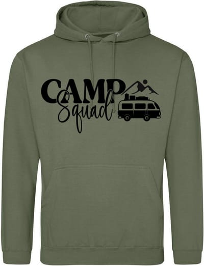 Camping hoodie - Hoodie Army-Legergroen - Camp Squad - Dames en Heren - Maat S