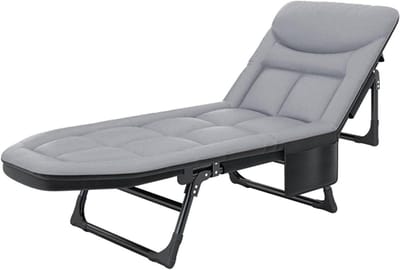 Opvouwbaar Bedje - Kampeerbed Logeerbed - Buiten Ontspannen - Verstelbaar 4 Standen - 200 x 70 cm - Grijs