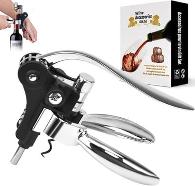 Dailygoods - Professionele Hefboom Kurkentrekker, Wijnopener van Robuuste Zinklegering, Eenvoudige Kurkentrekker voor Alle Soorten Kurken, Ergonomisch Ontwerp, Ideaal voor Wijnliefhebbers en Cadeau