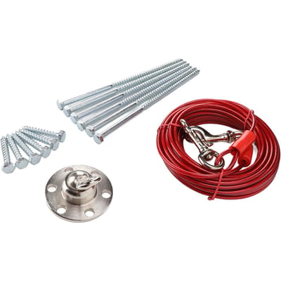 Piquet d'attache pour chien en acier inoxydable, pivotant à 360 degrés, robuste, avec laisse, pour jardin 10m / 32.8ft
