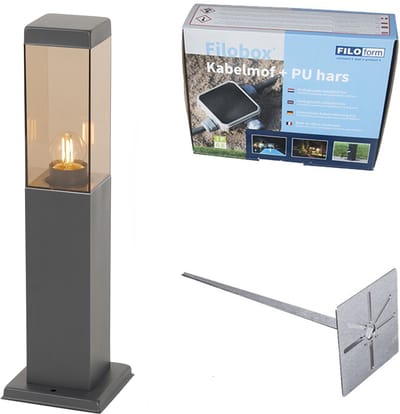 QAZQA malios - Moderne Staande Buitenlamp | Staande Lamp voor buiten - 1 lichts - H 45 cm - Donkergrijs - Buitenverlichting
