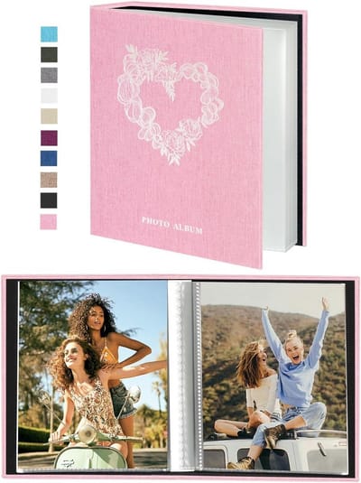 6x4 Fotoalbum Insteek - Roze Linnen Albumboek voor 100 Foto's (10x15 cm) - 2 Stuks