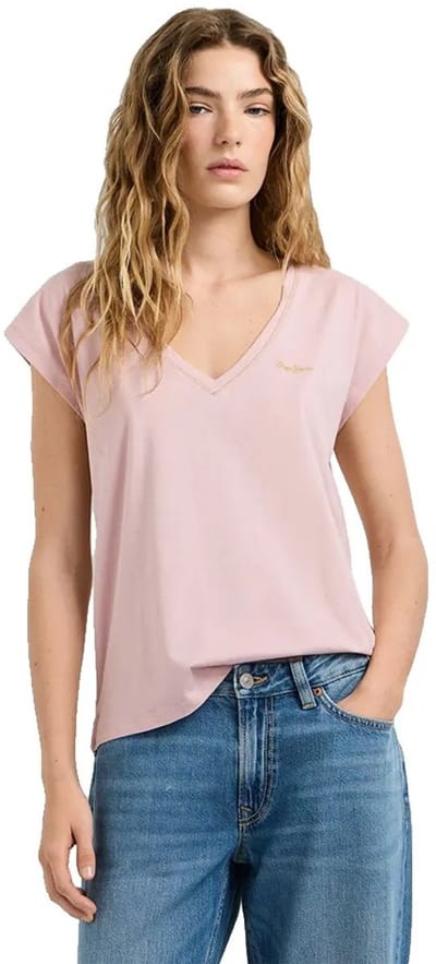 Pepe Jeans Cloe T-shirt Met Korte Mouwen En V-hals Roze L Vrouw