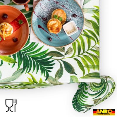 ANRO Tafelkleed Palmen Groen 130x90cm Rechte rand Afwasbaar Waterafstotend Binnen & Buiten