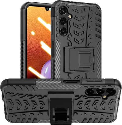 Coverup Hoesje - Geschikt voor Samsung Galaxy A14 Hoesje - Coverup Rugged Kickstand Back Cover - Zwart
