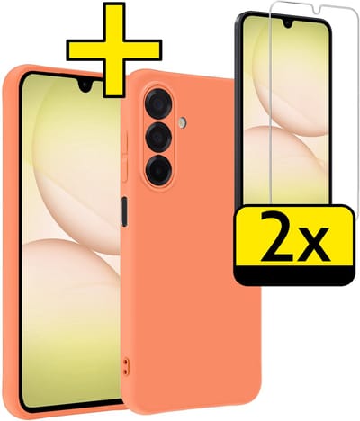 Hoesje - Met 2x Screenprotector - Geschikt voor Samsung Galaxy A17 - Sterk & Shockproof - Back Cover - Siliconen Case - Telefoon Hoes - Telefoonhoesjes - Perzik