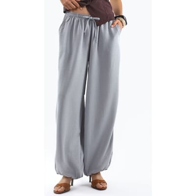 Wijde Woven Broek met Touwsluiting in de Taille