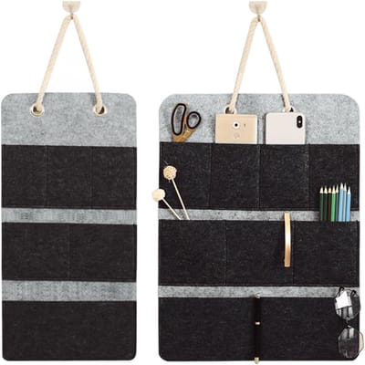 SnelShoppen - 2 Stuks Opbergzak Hanger Organizer van Stof met Netjes Gestikte Afwerking, Herbruikbaar en Ademend Materiaal, Ruimtebesparend met Meerde
